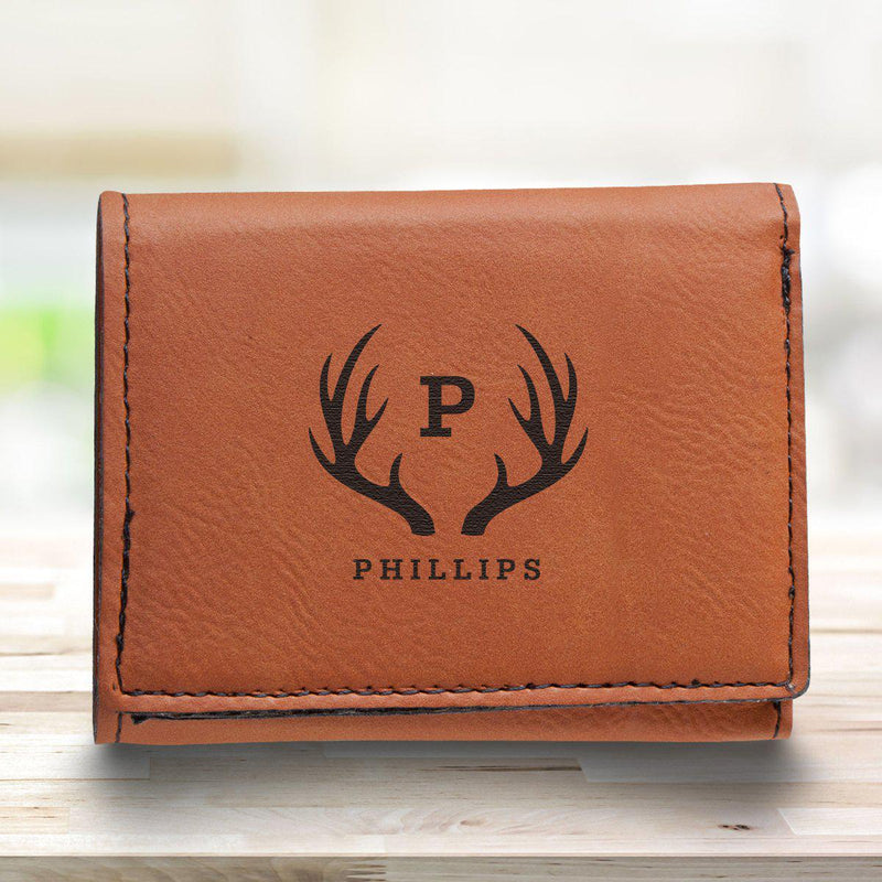 Men’s Vegan Leather Trifold Personalized Wallet – Rawhide