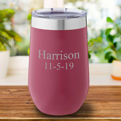 Personalized Burgundy Travel Tumbler 16oz.