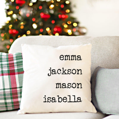 Family Names Personalized Throw Pillow Cover