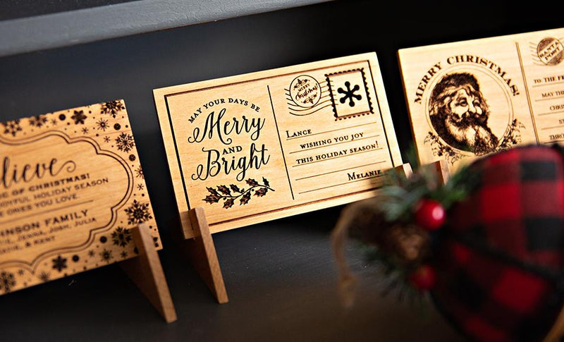 Personalized Wood Christmas Postcards