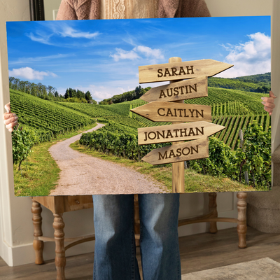 Personalized Vineyard Canvas Print with Family Names